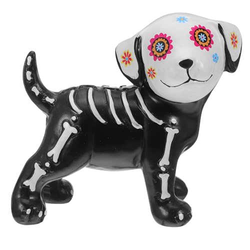 OFFSCH Day of The Dead Dog: Halloween Animal Figurine - Novelty Resin Skull Statue for Halloween Decor - Skeleton Ornament for Home Or Outdoor Use