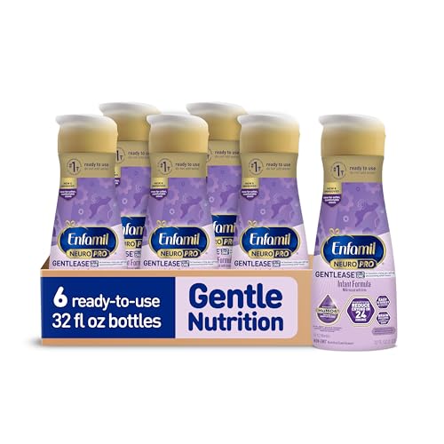 Enfamil NeuroPro Gentlease Ready-to-Feed with Smaller Proteins for Easy Digestion, Brain Supporting DHA, Prebiotic, HuMO6* Blend, Baby Formula for easing Fussiness, Crying, Gas, Spit-up in 24hrs, 32 Fl Oz,Liquid, Pack of 6