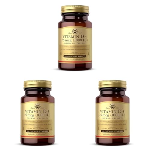 Solgar Vitamin D3 1000 IU (25 µg) Chewable Tablets - Pack of 300 - for Healthy Bones, Teeth and Muscle Function - Immunity - Gluten Free