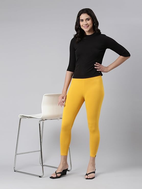 Image of Women Cotton Solid Belt Ankle Length Legging Four Way Lycra Leggings
