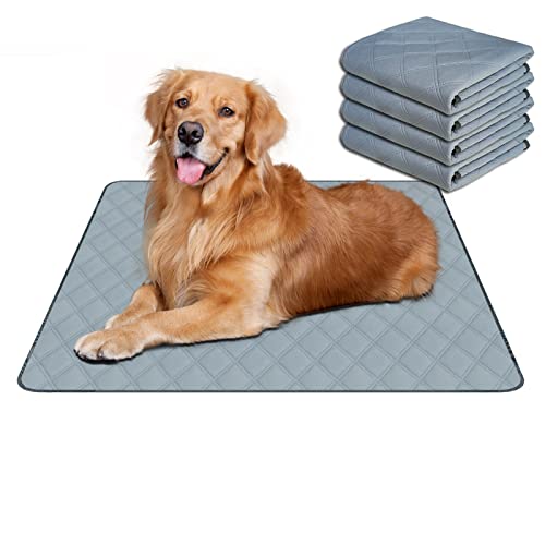 Image of RIOUSSI Washable Pee Pads for Dogs, Reusable, Absorbent, Leakproof, Non Slip Pet Puppy Pads for Potty Training. Light Gray, 31x36 Inch(4pack)