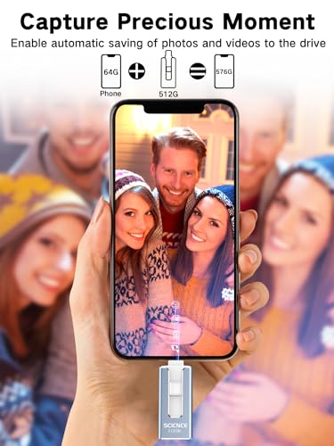 image for SCICNCE 512GB Photo Stick for Phone, 4 in 1 USB Photo Memory Stick Fla