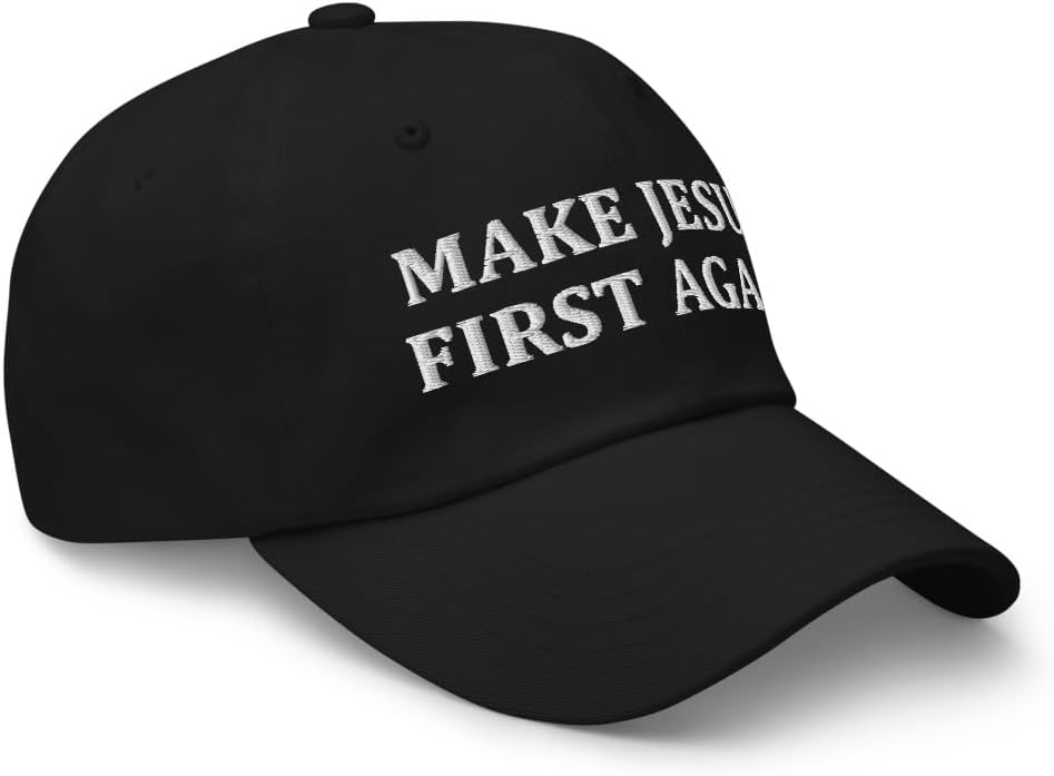 Make Jesus First Again Hat - Jesus Lovers Presents Religious Christian Gifts (Embroidered Dad Cap) - Image 3