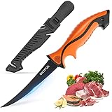SkyFox Fish Fillet Knife Fishing 6', Razor Sharp Stainless-Steel Kitchen knives w/Resistant Coating, Whetstone Sheath, Non-Slip Ergonomic Handles, for Freshwater Saltwater Camping Hunting