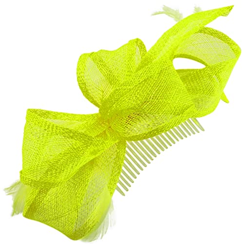 Bibi en forme de peigne vert citron sinamay accessoire cheveux