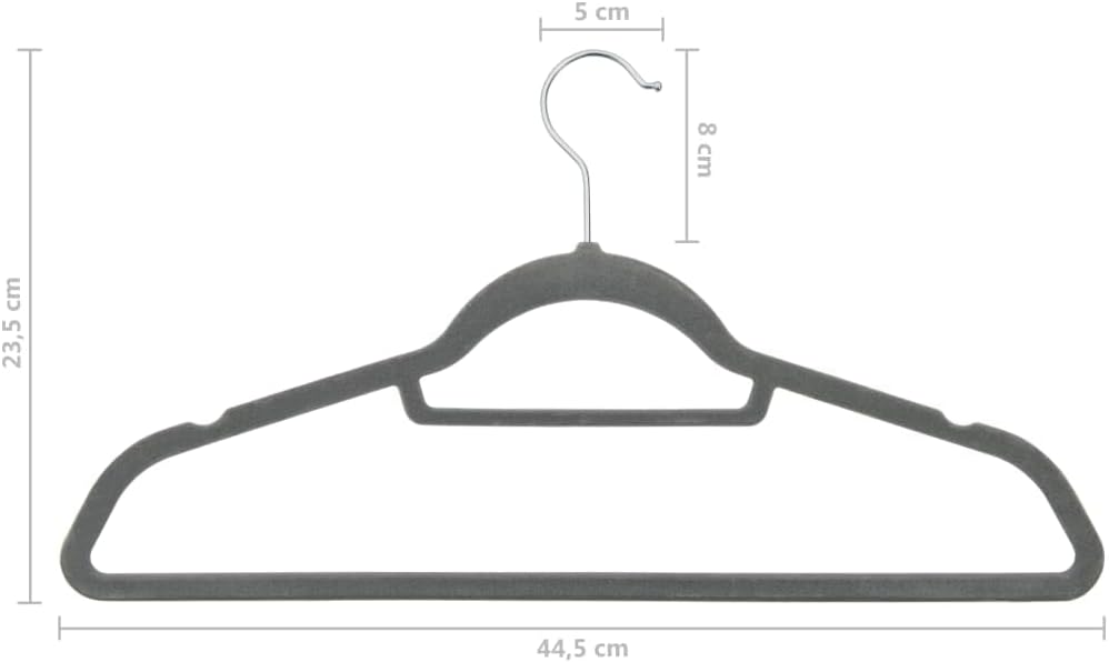 vidaXL Hanger Set of 20 Grey ABC plastic, zinc alloy, velvet Standard