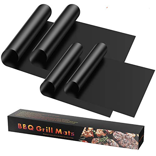 Nomeca 4 Pack Non-Stick BBQ Grill Mat, Teflon Reusable Barbecue Cooking Grilling Mats