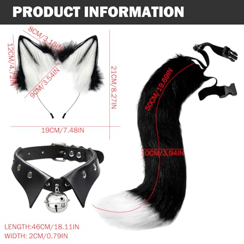 Oreilles et queue de renard rousse ensemble bandeau ajustable avec collier ras de cou de cosplay - 4