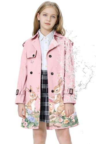 Image of Betusline Womens & Girls Waterproof Trench Coat Double Breasted Lapel Overcoat Outerwear, 3 Years - Women 2XL