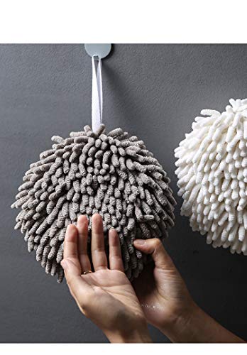 Yaocoral 2 Pack Chenille Hand Towels,Kitchen Hand Towels Hanging,Bathroom Hand Towels With Loops,Quick Dry Hand Bath Towel,Soft Absorbent Microfiber Hand Towels  (2 Grey) #TOP7
