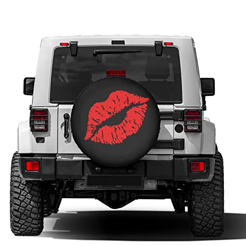 Image of Red Lips Spare Tire Cover Dust-Proof Wheel Tire Cover Fit Trailer, RV, SUV and Many Vehicle 15 Inch