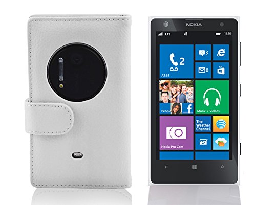 Cadorabo Book Case Compatible With Nokia Lumia 1020 In Snow White - With Stand Function And Card Slot Made Of Structured Faux Leather - Wallet Etui Cover Pouch Pu Leather Flip #TOP5