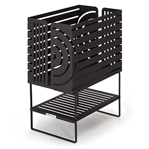 Blumfeldt Feuerschale, Outdoor Stahl-Feuerkorb Groß für den Garten, Balkon & Camping, Tragbare Feuerschale 54 cm, Robuste Feuerschalen mit Standfuß, Wetterfeste Feuerschale, Rechteckige Feuerstelle