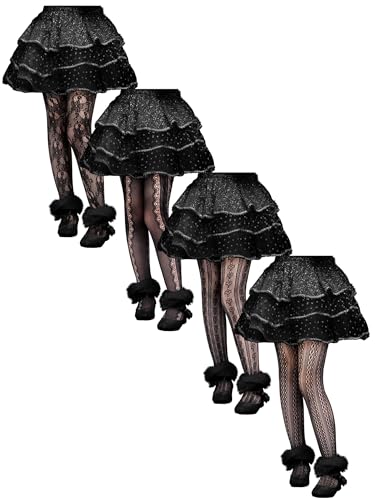 4 Pairs Spring Girls Lace Tights Fishnet Stockings Toddler Stockings Heart Pattern Dance Pantyhose Summer