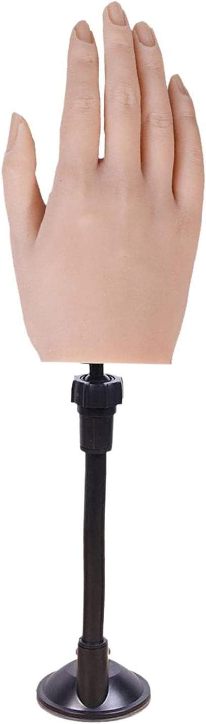 Silicone Practice Hand with Stand Holder for Acrylic Nails, Movable Flexible Fake Hand, Realistic, The Texture are Clearly Visible - Style 1