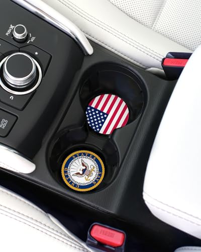 Portavasos cerámicos para autos con bandera USA (2.6") set 2 miniatura 6