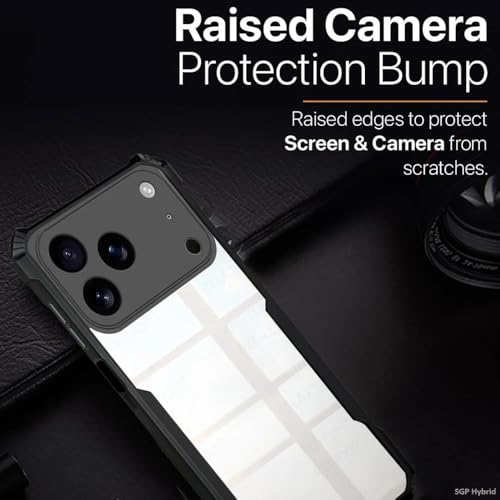 Image of AIBEX Compatible for Realme P4 Pro 5G Mobile Back Case Cover, Crystal-Clear Shockproof Bumper with Camera Guard | 360 Hybrid Protection (TPU+PC) | Anti-Yellow, Slim Transparent - Black
