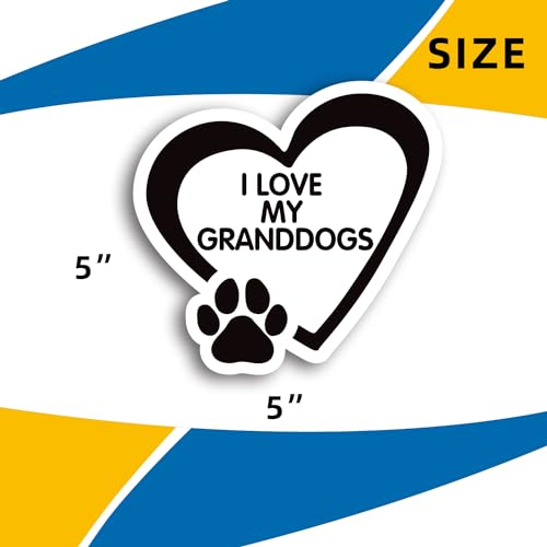 Image of I Love My Granddogs Pawprint Magnet Decal, 5 Inch, Heavy Duty Automotive Magnet for Car Truck SUV, Black, 3wesd112