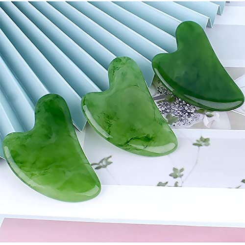 Miniatura 3 de Tabla de masaje Gua Sha de resina natural placa de guasha de cuarzo rosa herramientas para masajear cara cuello espalda y cuerpo 33 pulgadas verde