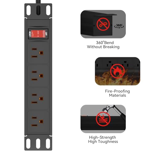 Unidad de distribución eléctrica Rack PDU de 10 pulgadas 1U con 4 tomas y cable de 1,8 metros miniatura 4