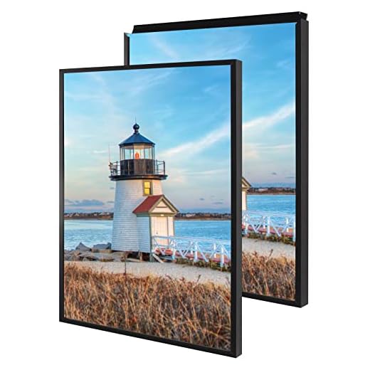 Podronale 30x40 Inch Poster Frame, Plexiglass, Set of 2, Black Snap Frames, Front-loading Frame, Coating Aluminum Profile, Display Horizontally & Vertically