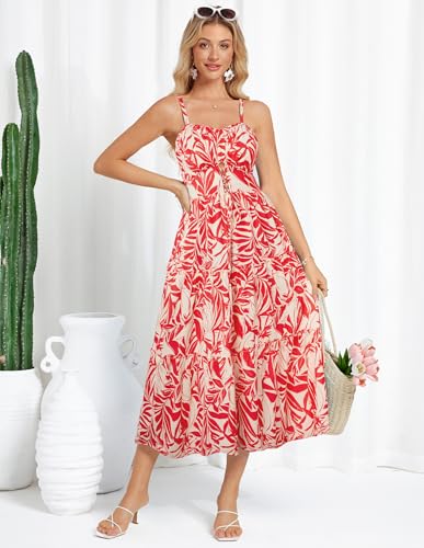 Image of GRACE KARIN 2026 Women's Spaghetti Vacation Sundress Summer Beach Flowy Boho Floral Maxi Dresses with Pockets
