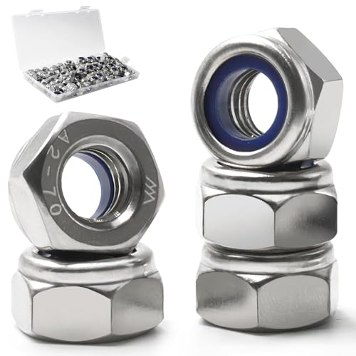 M8-1.25 Lock Nut, 90Pcs Stainless Steel Nylock Insert Locking Nut