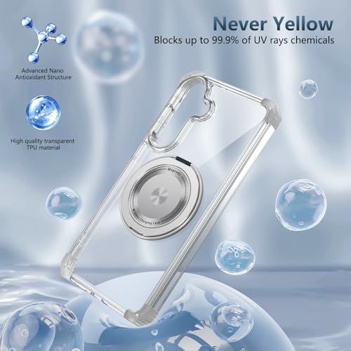 Image of Cubix Back Cover Case for Samsung Galaxy S25 Plus Hard PC + TPU | Metal Ring Kickstand | 1500g Magnetic Hold | 360 Rotating Stand | Military Drop Protection | Air Cushioned Corners