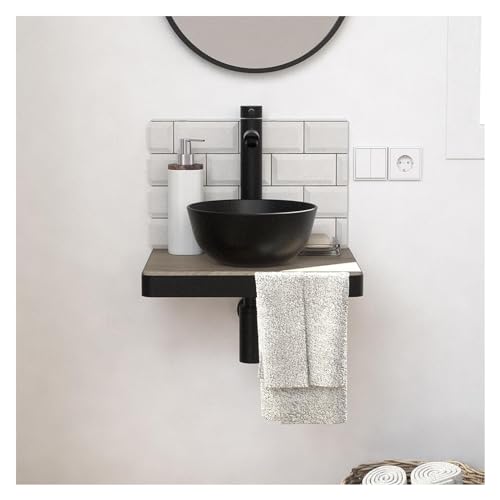 MOB-IN Meuble Lave-Mains Soho avec Porte Serviette et Vasque Noire