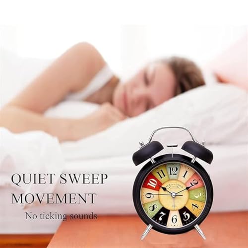 Image of Blairmore Alarm Clock, Silent Non Ticking Small Clock, Battery Operated, Simple Design, Old Fashioned Style Ideal Decor, for Bedroom, Bedside, Desk, Adult, Kid, Gift (Tween Rainbow)