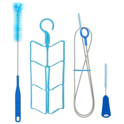 Kit de Limpieza para Burbujas de Hidratación, Juego de Limpiador 4 en 1, Cepillos de Limpieza para Bolsas de Agua, con Cepillo Largo Flexible, Cepillo pequeño, Cepillo Grande y Colgador Plegable