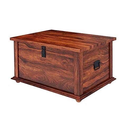 Shilpi Handicrafts Sheehsam Wood Storage Trunk natural wood shade melamine finish-image-48