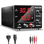 RUZIZAO DC Power Supply Variable 0~30V 0~10A, 3-Digits LED Display Current and Voltage Adjustable 150W Fixed with Encoder DC Bench Power Supply 15V 10A/30V 5A,Electroplating DIY etc DC Power Supply
