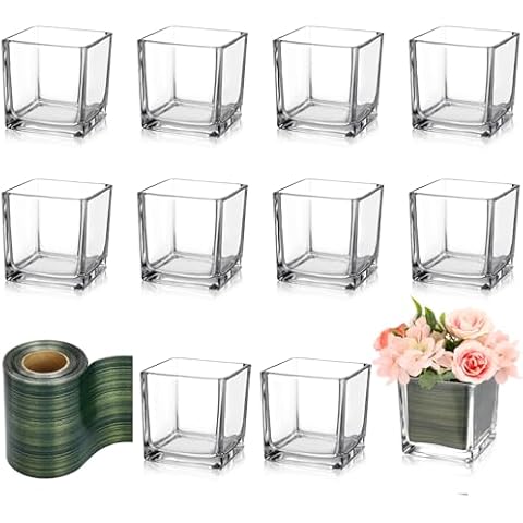Kritkin 12 Pcs Square Glass Vases Cover