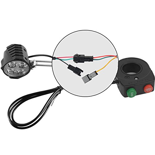 Electric Bicycle Led Headlight And Taillight 12-80V Super Bright Built-In Horn Electric Bike Headlight With Switch (Bulb 4 (Headlight With Bl Ue-Teeth))) #TOP2