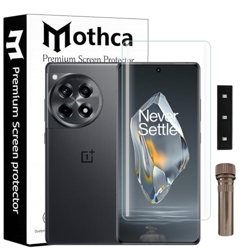 Image of Mothca Curved UV Tempered Glass Screen Protector for OnePlus 12R | Transparent | Pack of 1 | Full Screen Coverage with UV Installation Kit