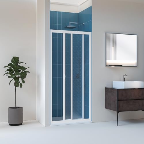 Porta Doccia Scorrevole Acrilico E Pvc Bianco Nicchia H.185Cm Box Doccia (100Cm (100-90Cm)) - 3