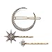 Produktbild 1 Satz 3 Stücke Gold Mond Sternform Strass Haarspangen Glänzende Künstliche Diamant Seitenklemmen Haar Bobby Pins Barrettes Insert Klammern Grips Headwear Kopfschmuck für Friseurdekoration