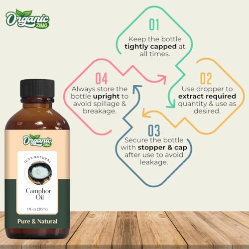 Image of Organic Zing Camphor Oil 30 ml (1.01 fl oz) - Cooling Aromatic Oil for Skincare, Haircare, DIY Formulations, Soaps & Cream Blends