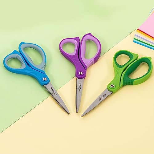 LIVINGO Scissors for School - Sharp Pointed Tip All Purpose Scissors Students Teachers Crafts Middle High School College Office Home, Right & Left Handed Scissors, Blue, Green, Purple, 3 Pack, 7 Inch 2 41U65WyoATL