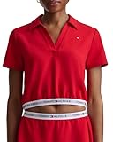 Tommy Hilfiger Women's Cropped Short-Sleeve Polo Shirt, Tango Red, Large