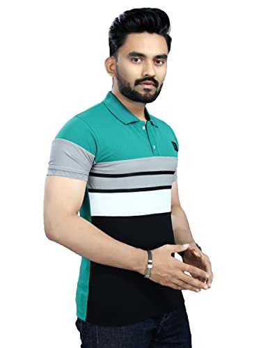 DYRECTDEALS Men's Regular Fit Striped Polo T-Shirts