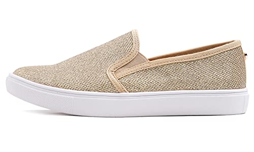 FEVERSOLE Women's Fashion Shiny Soft Slip On Sneaker Sparkle Casual Comfort Loafers4