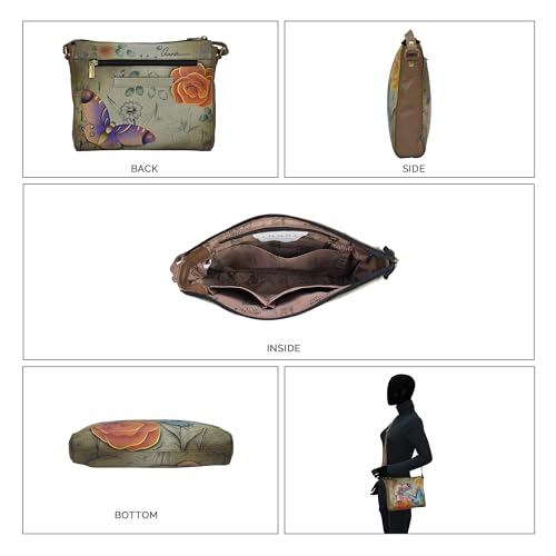 Image of Anna by Anuschka Women's Hand-painted Women's Genuine Leather Slim Medium Crossbody