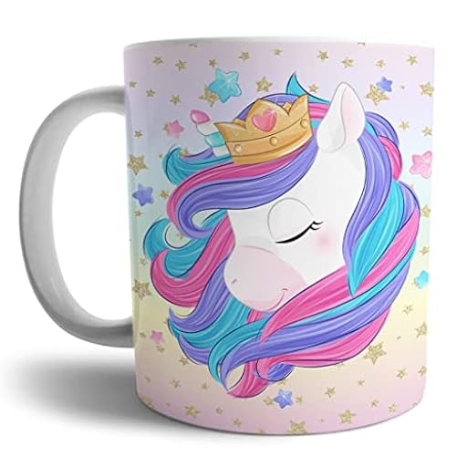 Genérico Taza de unicornio niña personalizada con nombre e inicial, taza desayuno para niñas, unicornios para niñas | Ya disponible en tu tienda friki favorita! En mundofriki.es!