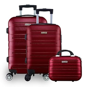 Kit Mala Bordo Viagem Frasqueira Bagagem de Mão Padrão ANAC ABS Rígido Roda 360º (Vermelho)