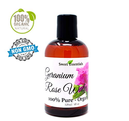 Organic Geranium Rose Water 4oz | Imported From South Africa | Premium Face Toner | Chemical Free | Gentle & Calming | 100% Natural | Perfect for Reviving, Hydrating and Rejuvenating Your Face & Neck