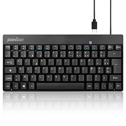 perixx PERIBOARD-422 FR, Mini Clavier Filaire AZERTY USB-C - Noir