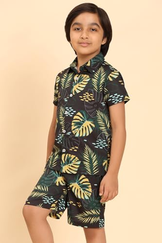 Image of Boys Printed Casual Shirt Short Sleeve Button Down Beach Shirt for Kids