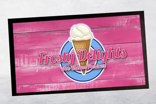 Artylicious Personalised Ice Cream Parlour Counter Mat - Pink shop van counter mat V3